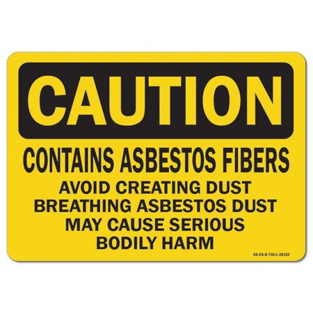 SIGNMISSION OSHA Caution, 18" Height, 24" Width, Decal, 18" H, 24" W, Landscape, contains asbestos fiber OS-CS-D-1824-L-19133